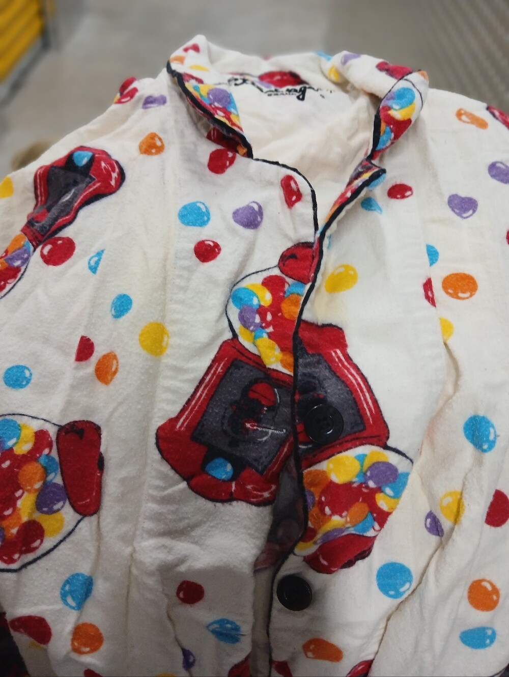 Pj Salvage White pajamas Button-Up Shirt And Pants with Multicolor Bubble Gum